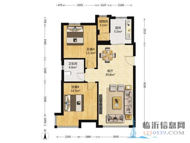 實(shí)驗(yàn)，開(kāi)陽(yáng)名居2室2廳1衛(wèi)證過(guò)五
