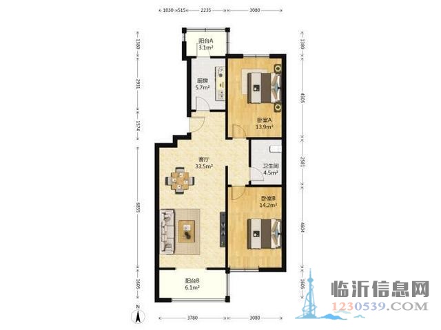 觀人民廣場，奧斯卡上品公館2室2廳1衛(wèi)實(shí)拍圖