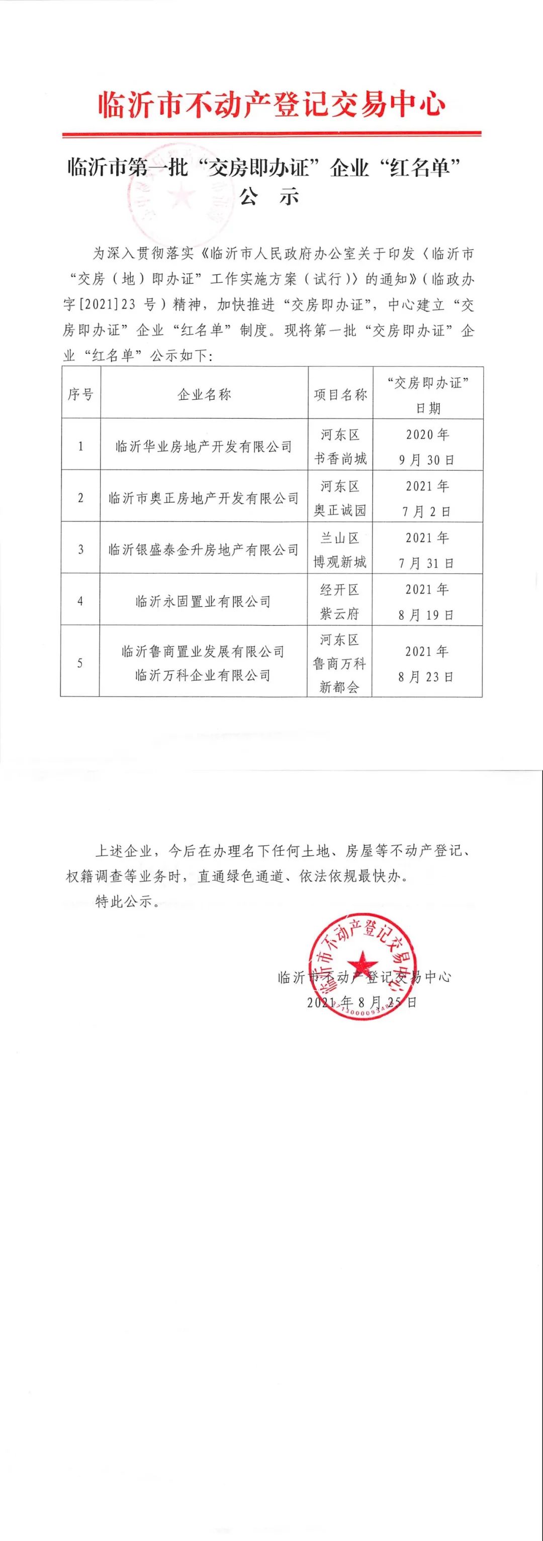 臨沂首批！“交房即辦證”